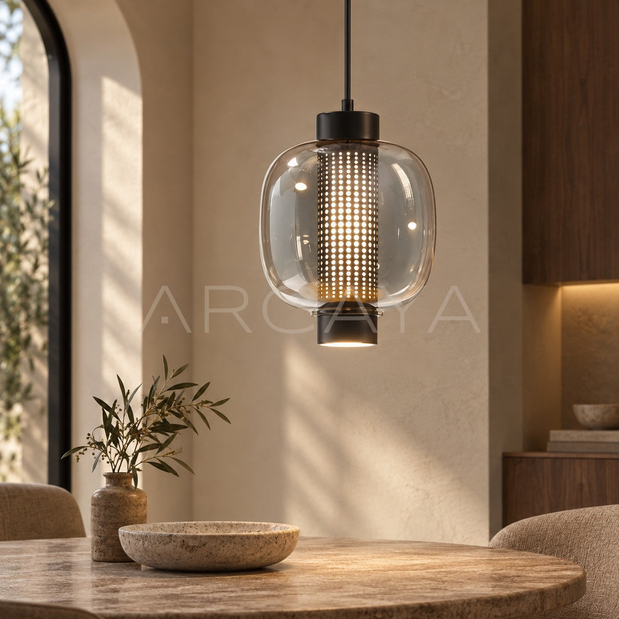 Mesh Glass Column Long Shade Pendant Light 21910