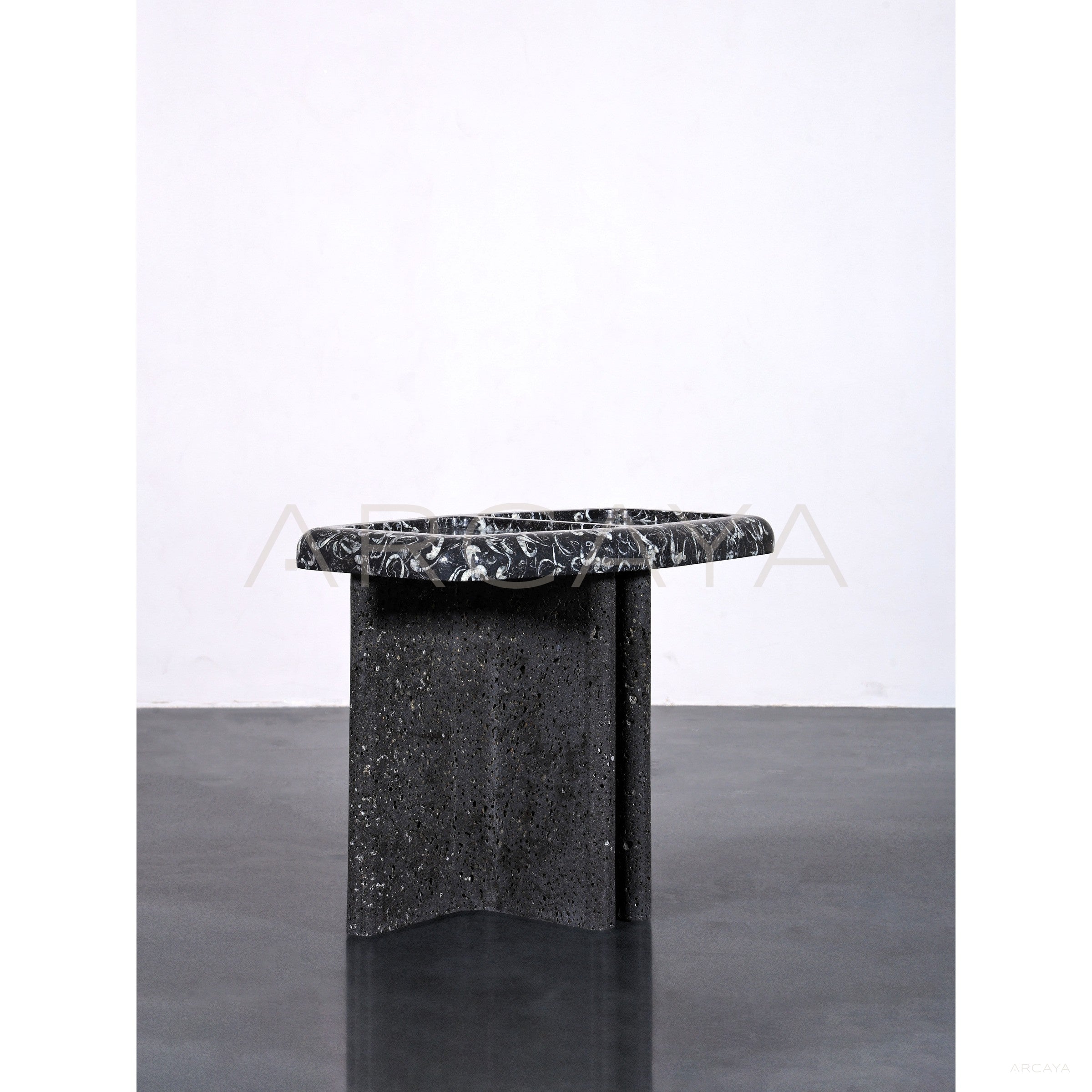Fossil Pattern Stone Side Table - scene