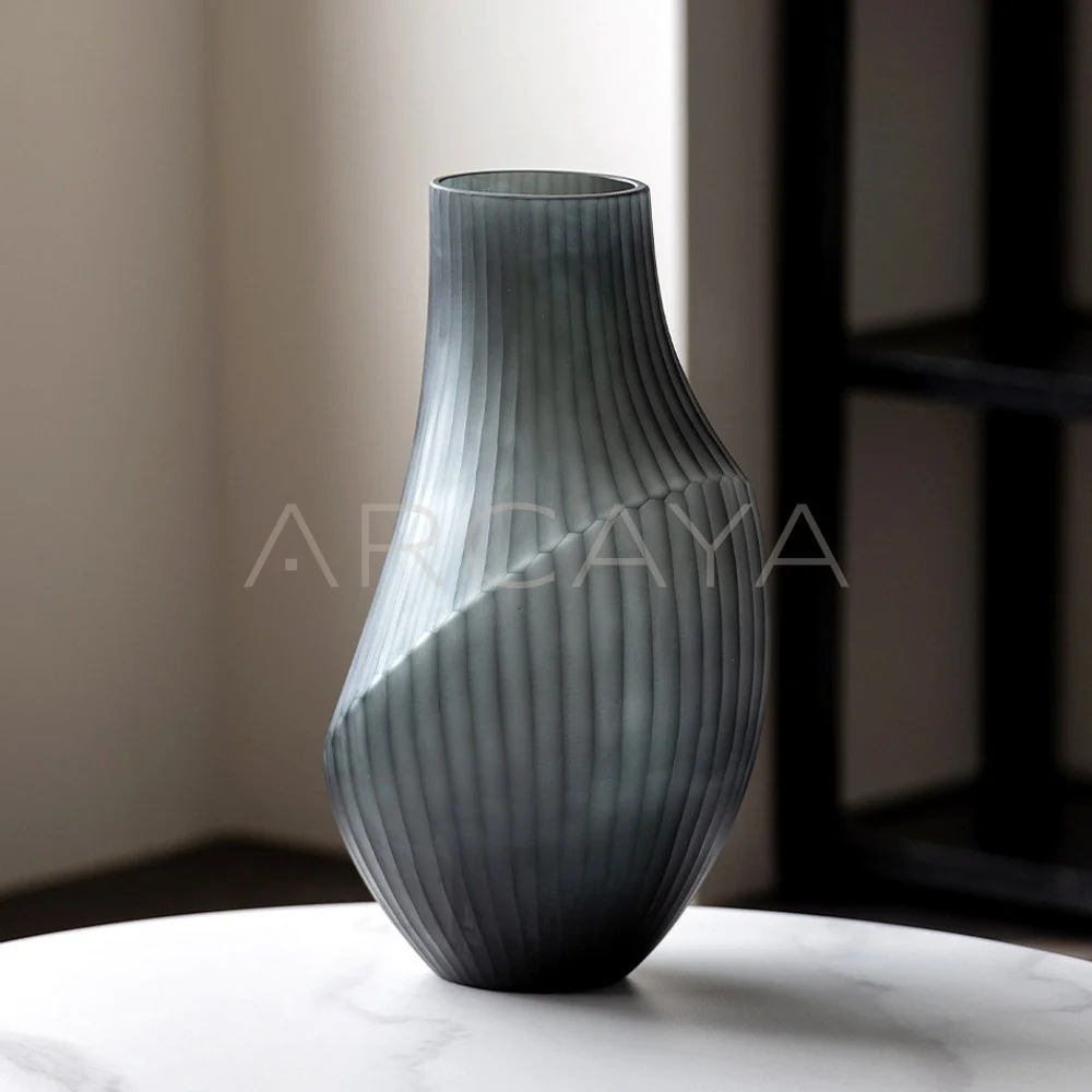 Twisted Ribbed Glass Vase