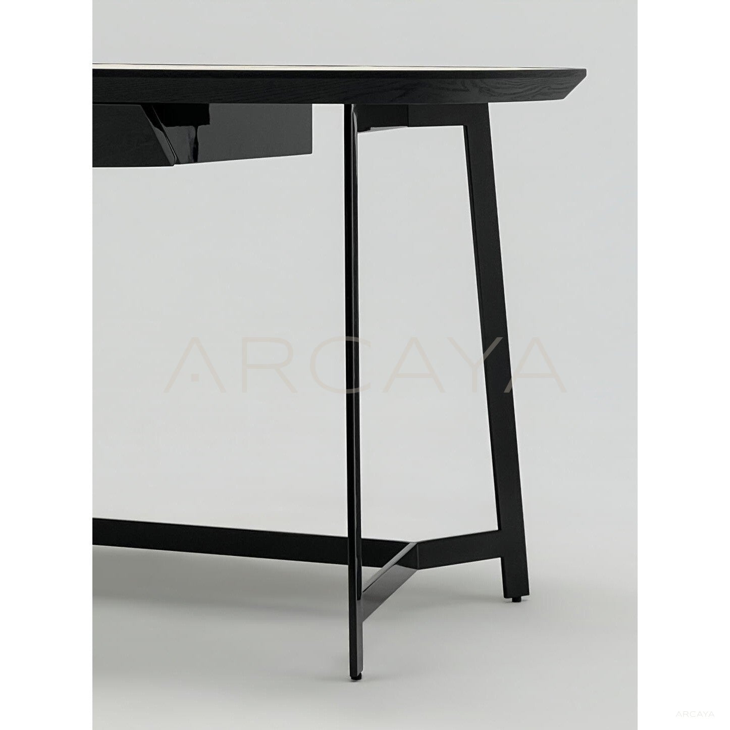 Italian Minimalist Leather Top Curved Desk - scene