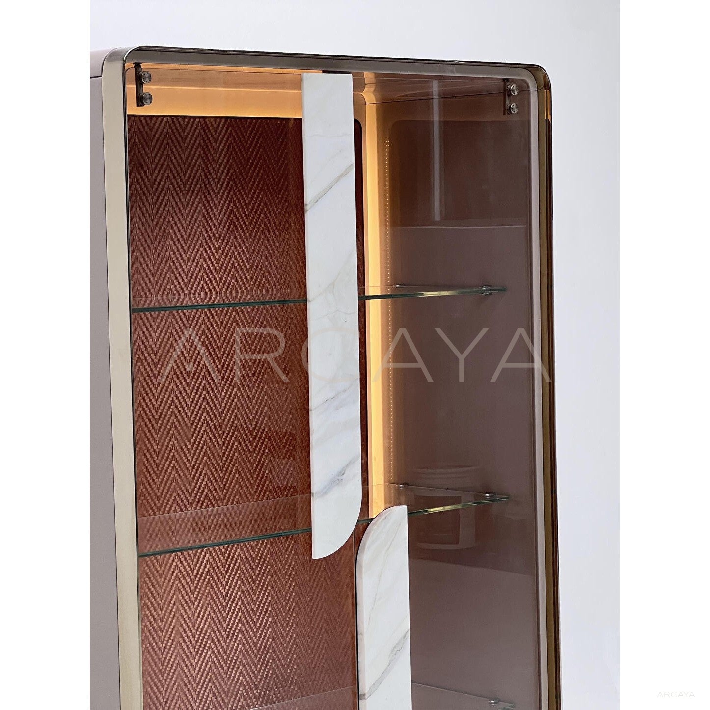 Curved Glass Lighted Display Cabinet - scene
