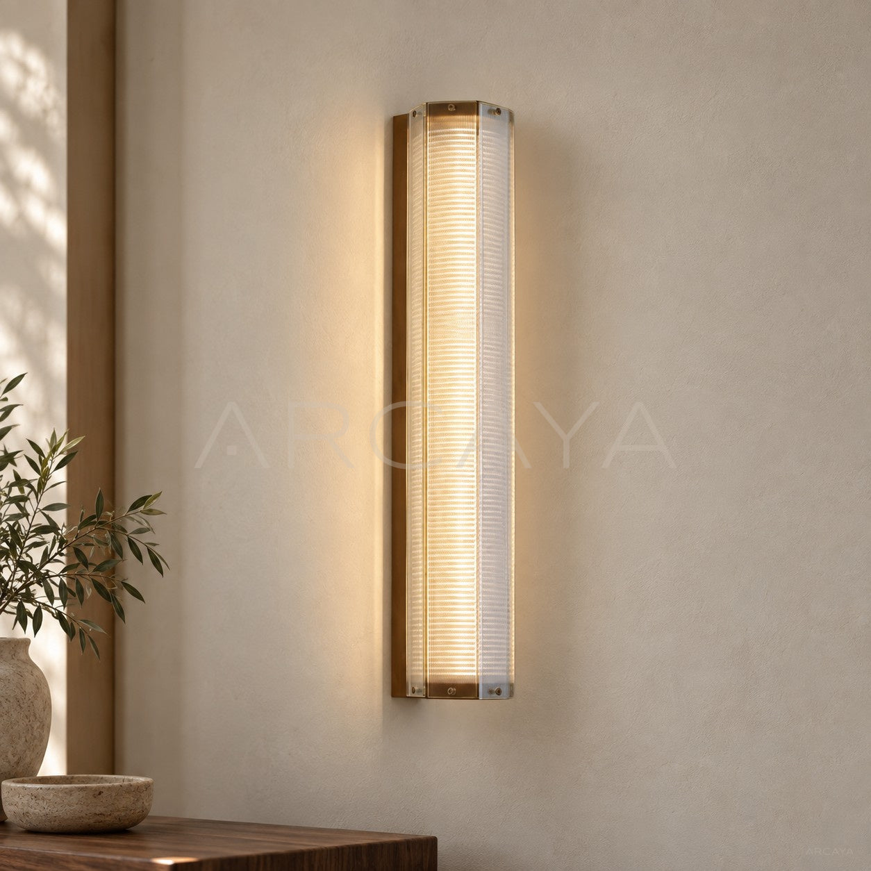 Ribbed Glass Column Wall Light 23069