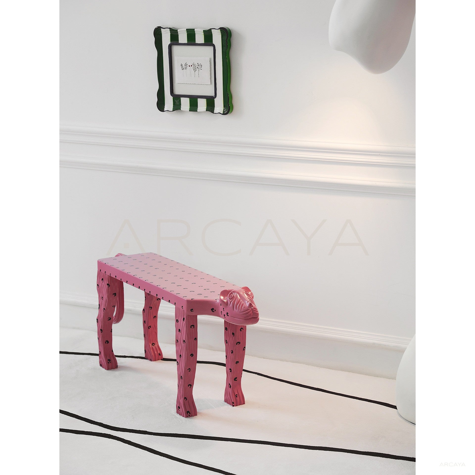 Pink Leopard Bench - scene