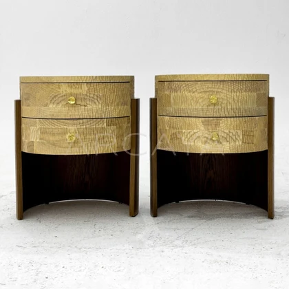 Round Two Tone Wood Nightstand - main