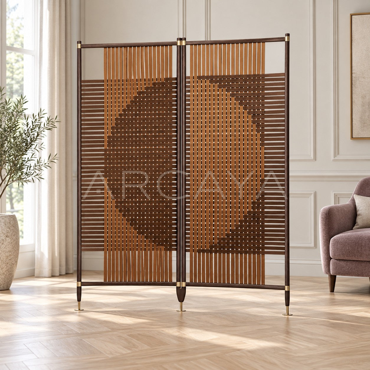 Leather Geometric French Bedroom Screen
