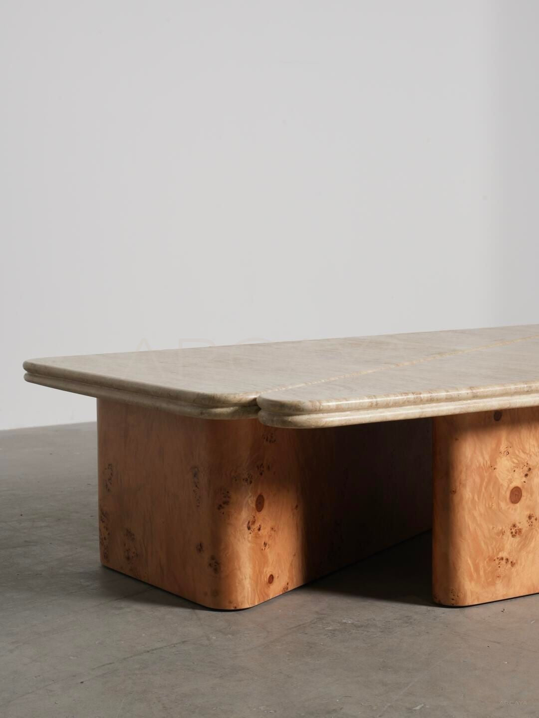 Raw Travertine Burl Coffee Table - detail