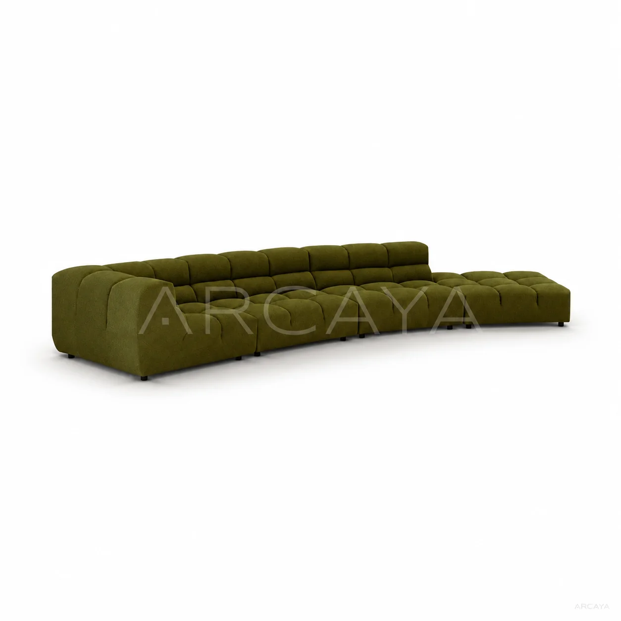 Petra Linen Straight Sofa - product view with realistic grounded contact shadow