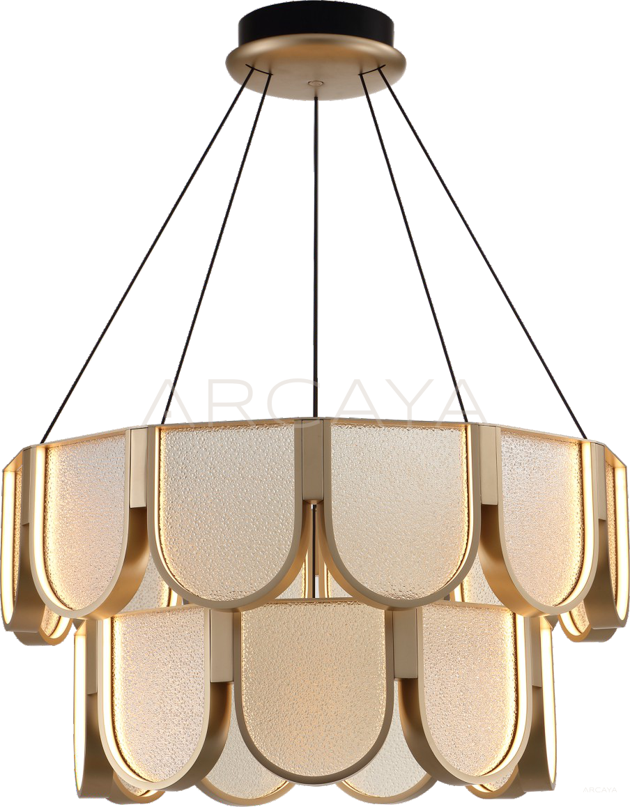 Gold Wave Layered Triple Pendant Light 95326 - scene