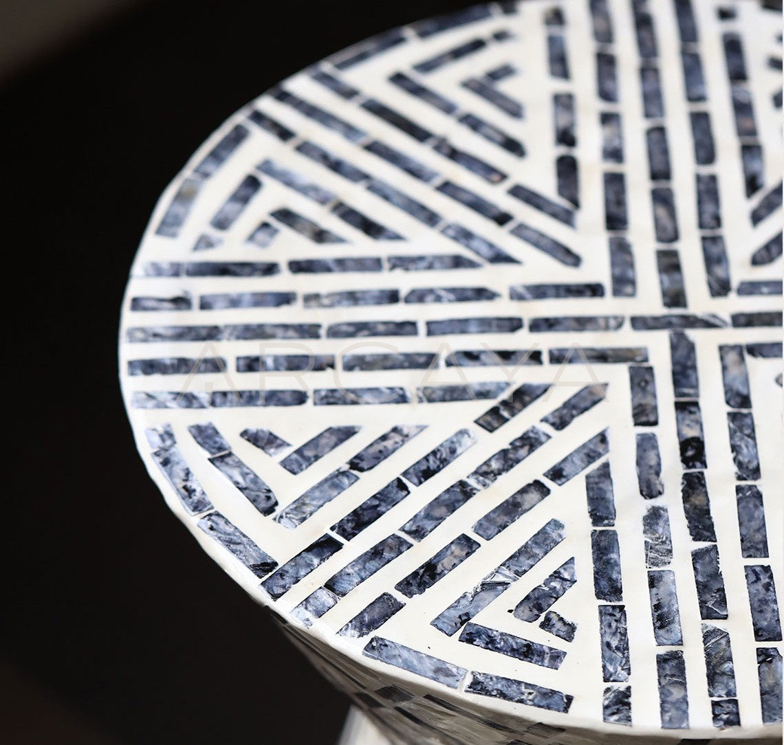Shell Inlay Mobile Side Table - scene