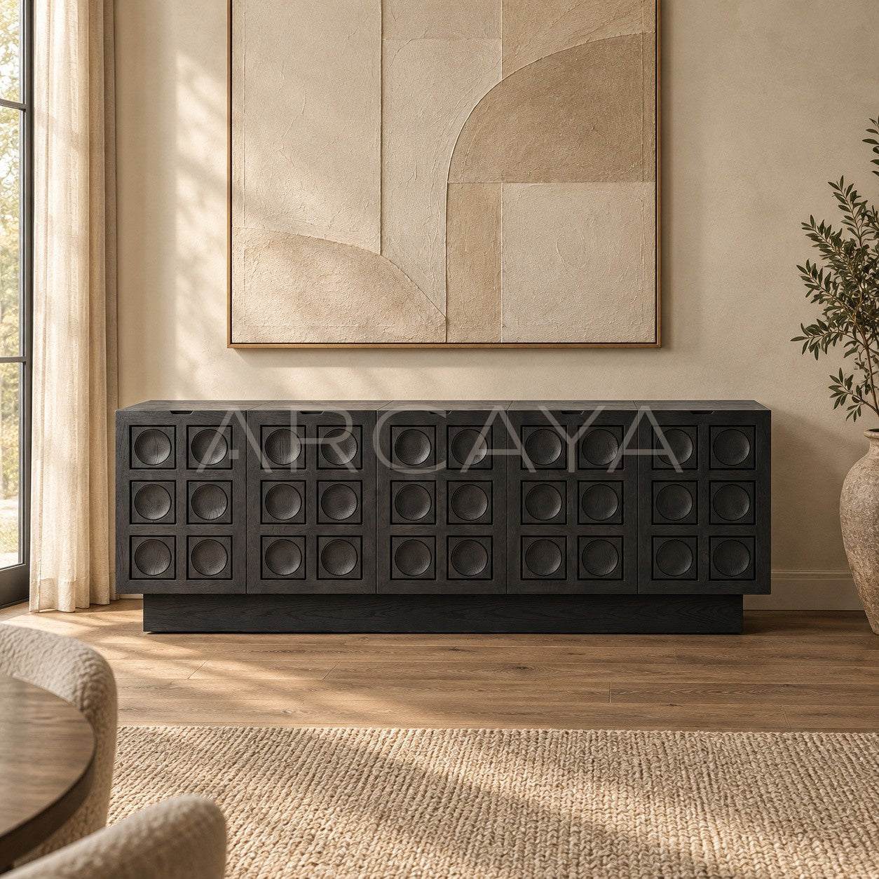 Black Oak Relief Cabinet