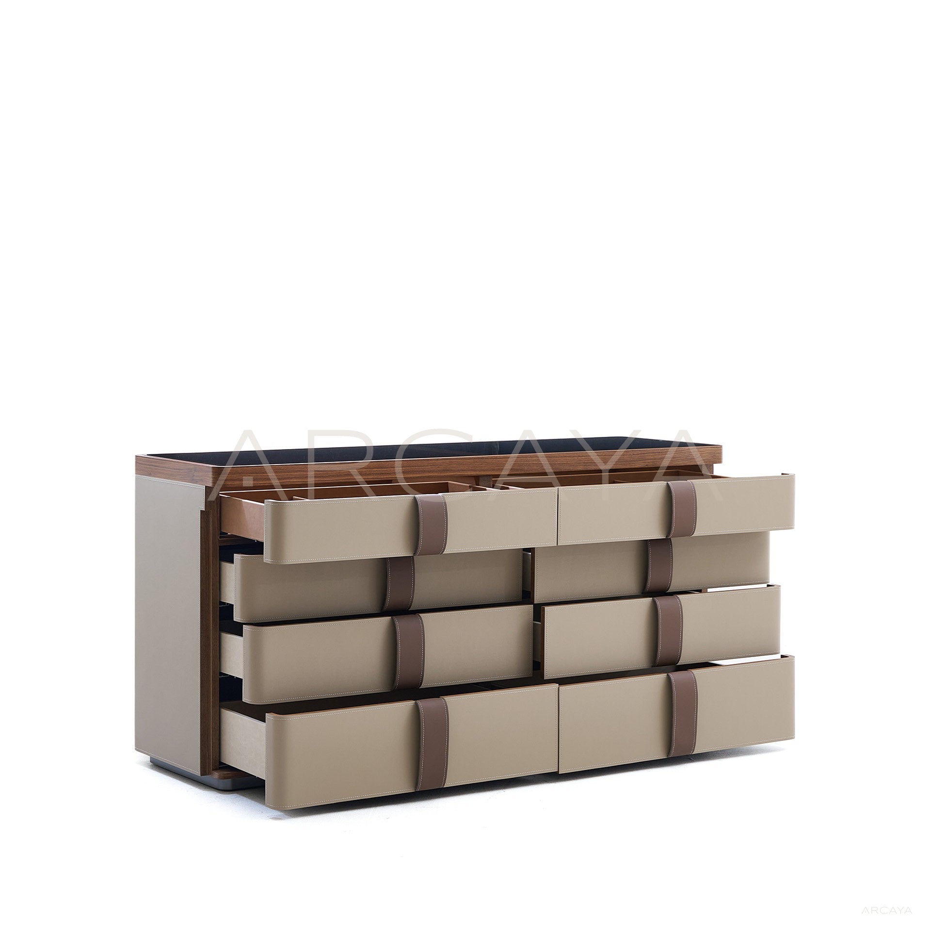 Saddle Leather Strap Storage Cabinet - scene