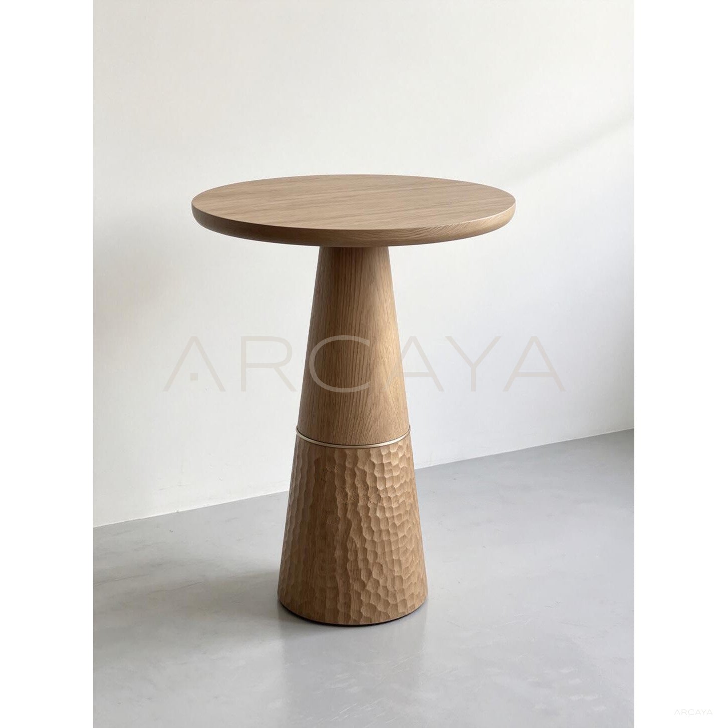 Ash Wood Hammered Side Table - scene