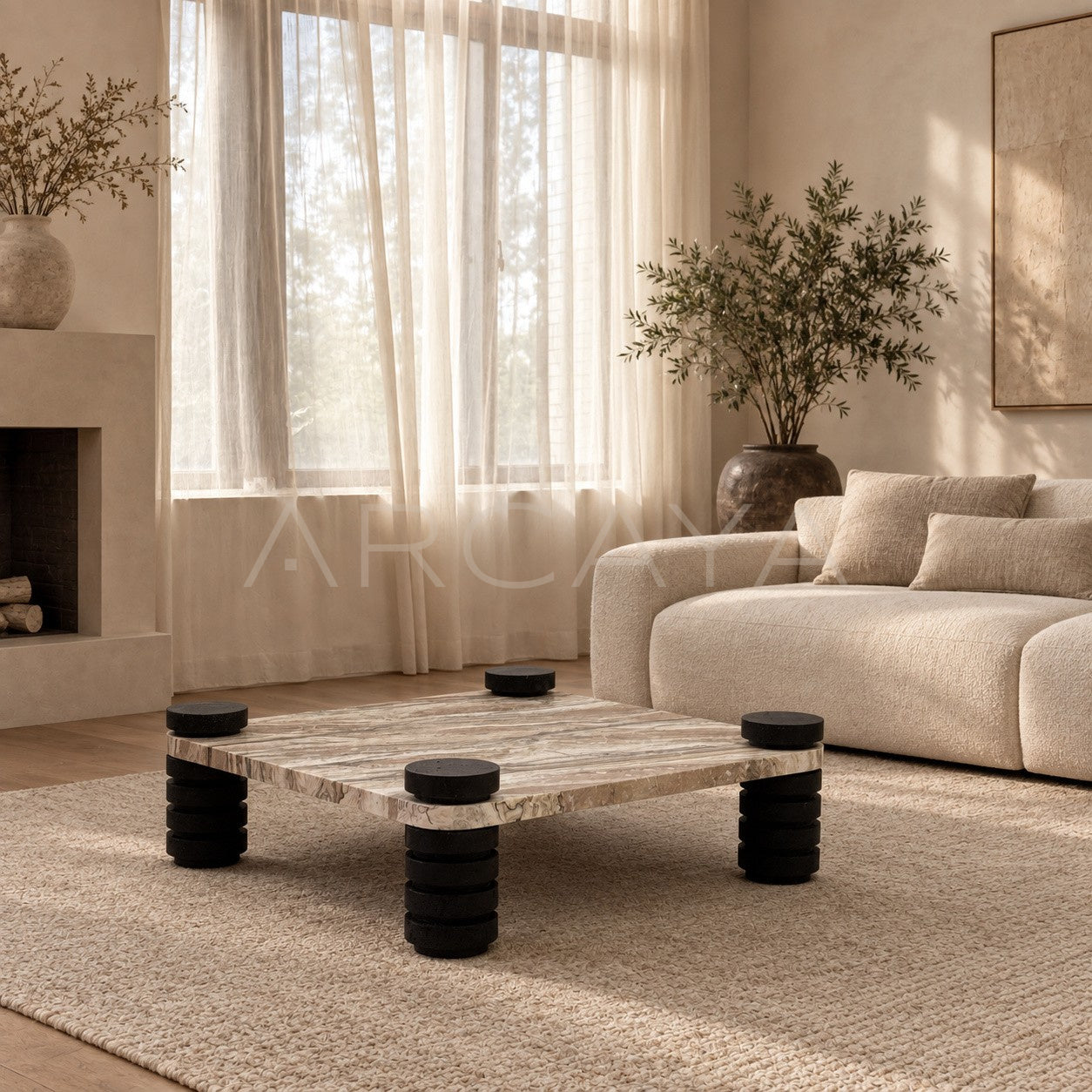 Travertine Pattern Small Side Table