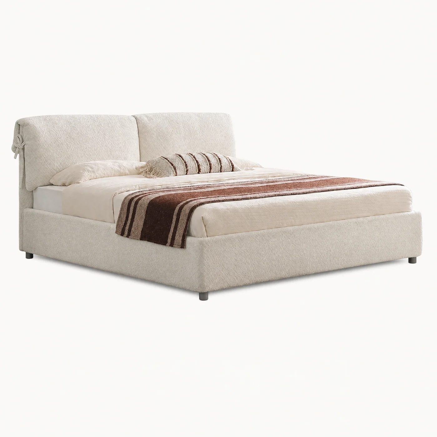 Boucle Upholstered Platform Bed