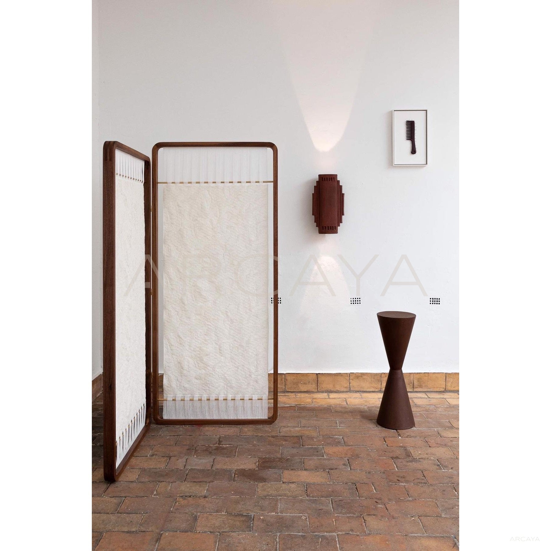 Mid Century Gauze Texture Folding Screen