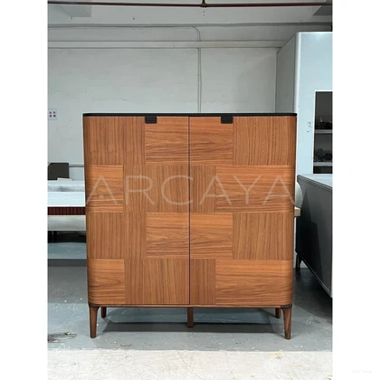 Solid Wood Marble Vintage Storage Cabinet - scene