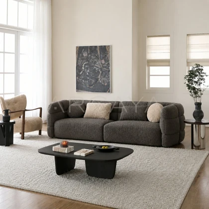 Elara Slate Straight Sofa - front view 01