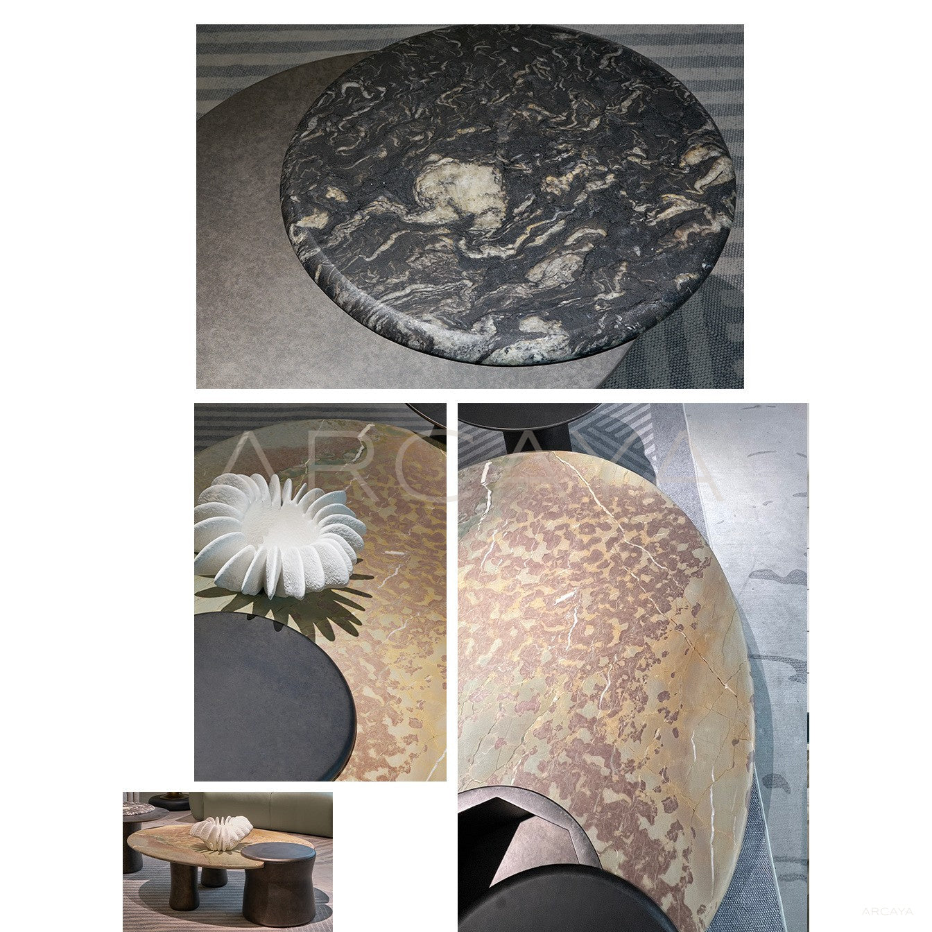 Cloud Stone Nesting Coffee Table - scene
