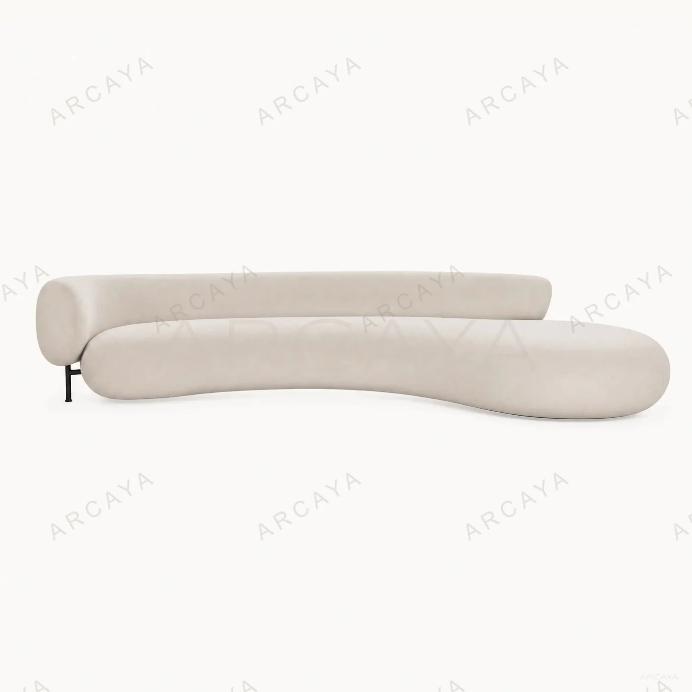 Organic Curved Beige Fabric Sofa