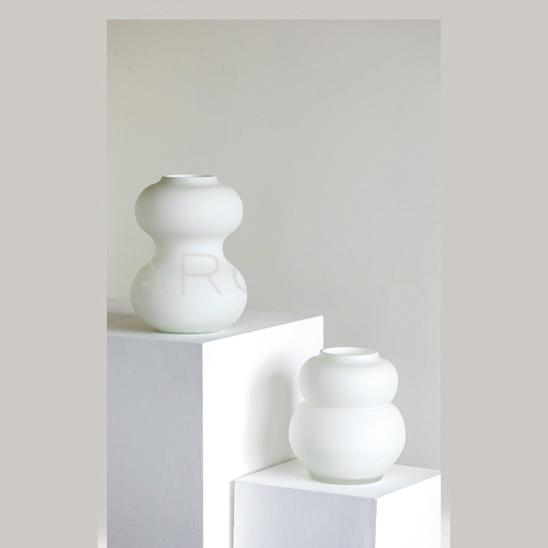 Mist White Frosted Gourd Glass Vase