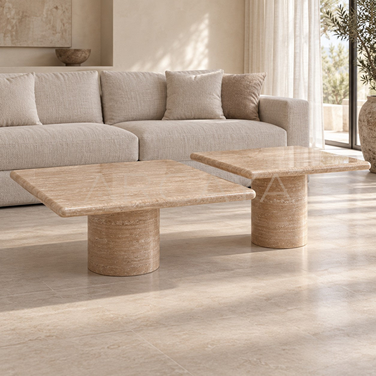 Yuexin Travertine Coffee Table