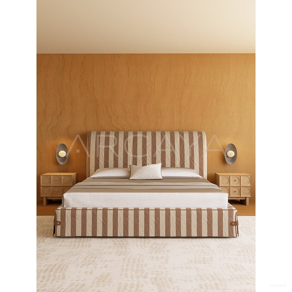 Vintage Stripe Linen Bed - scene
