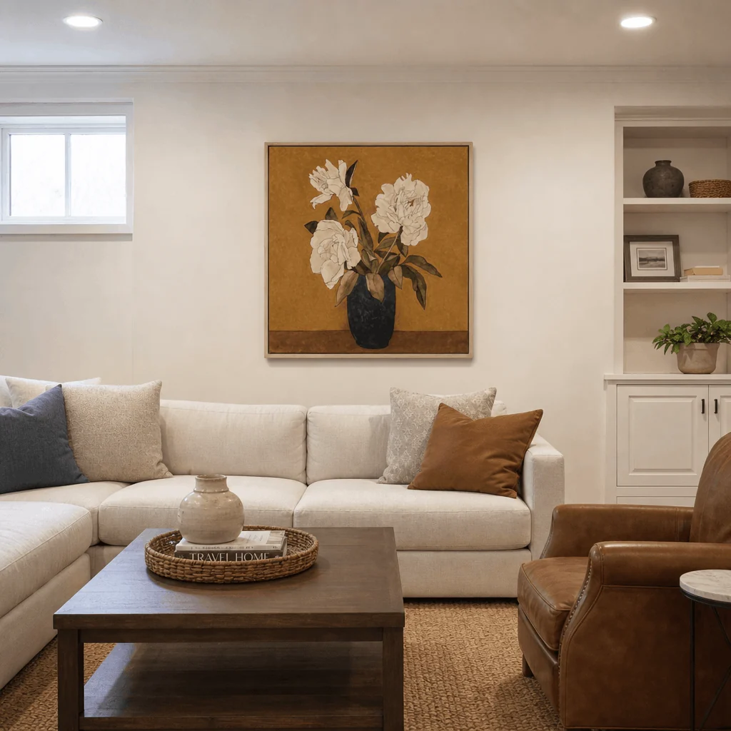 Golden Botanicals Wall Art in a finished interior.