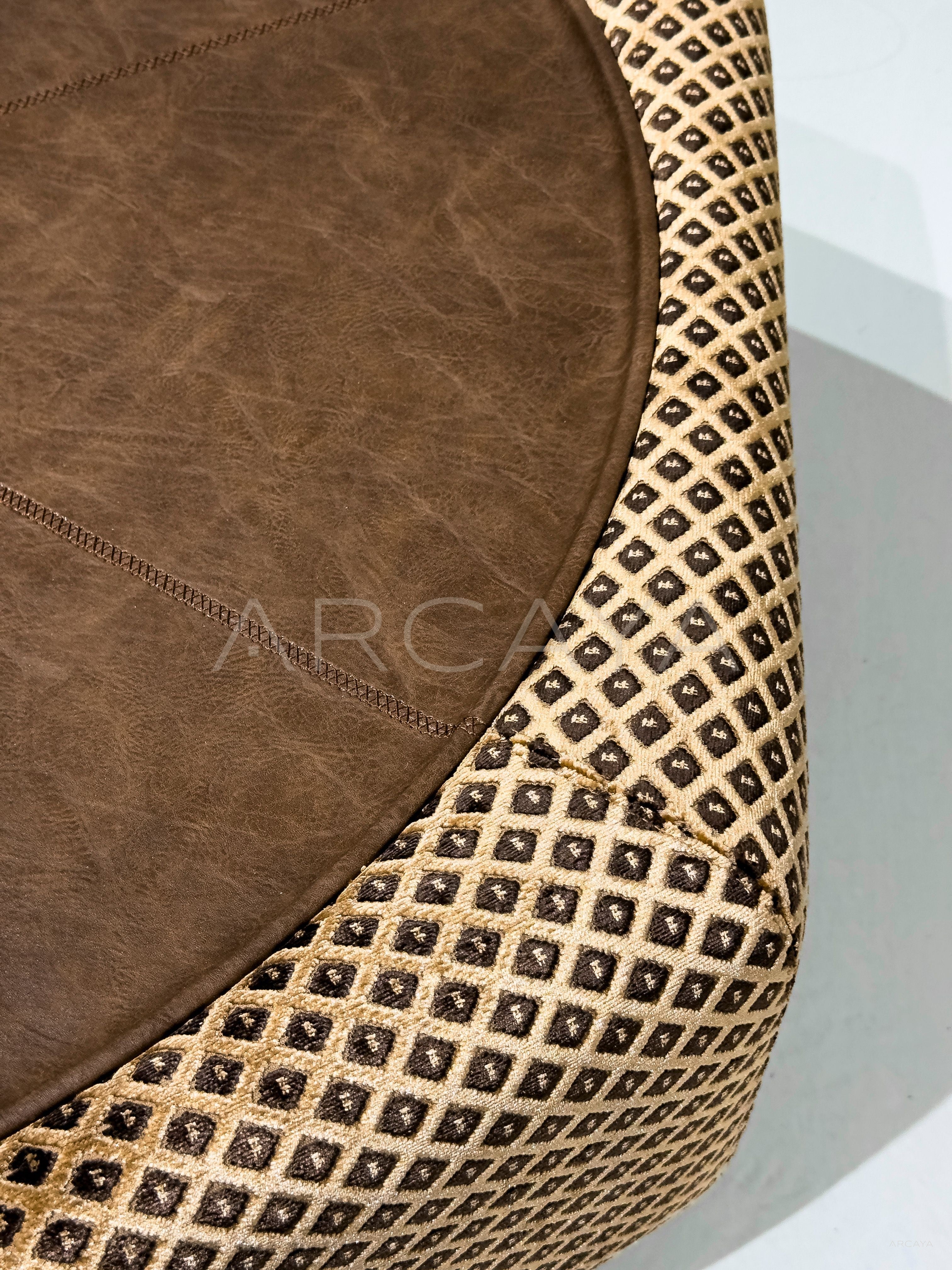 Leather Plaid Fabric Coffee Table - detail