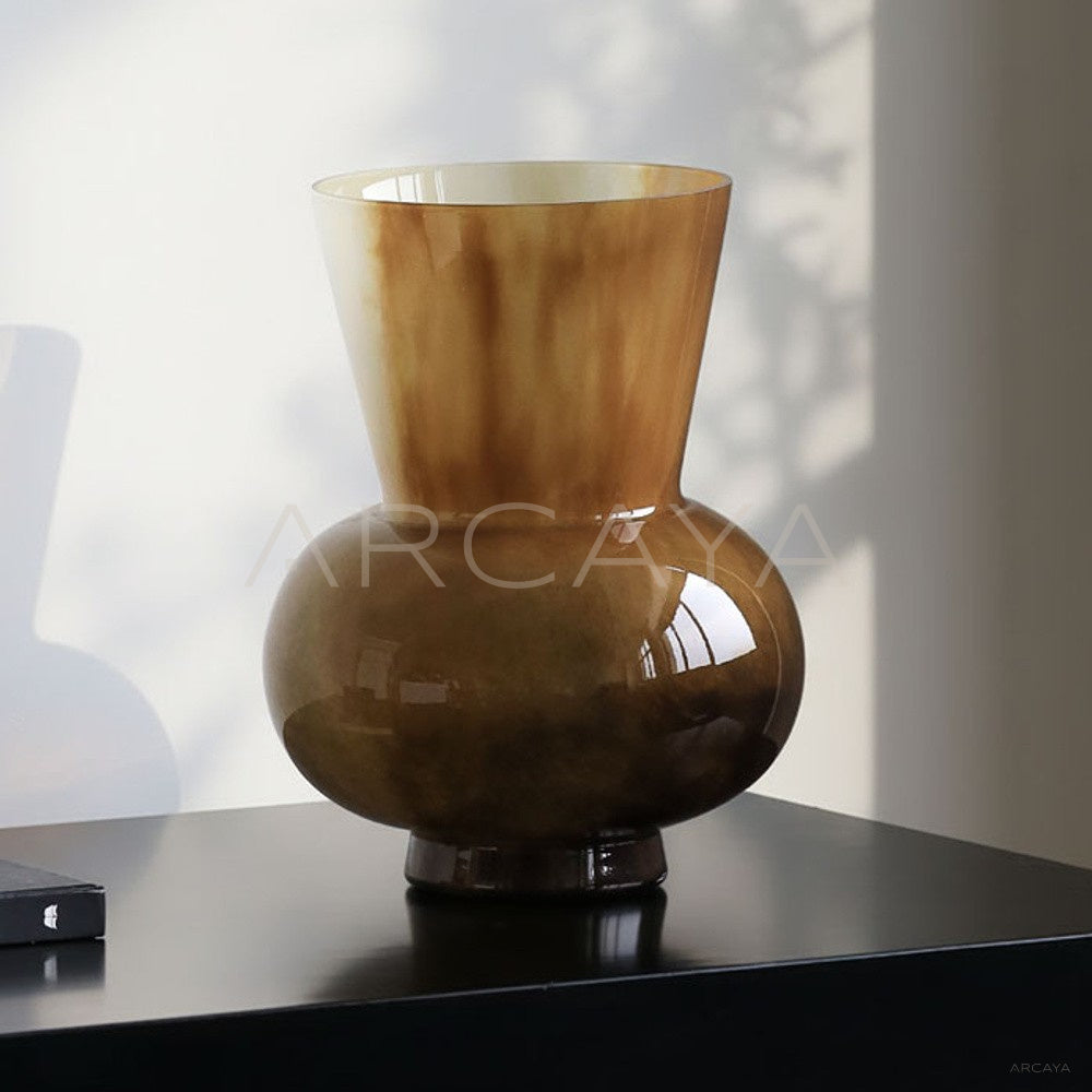 Mid Century Wide Mouth Glass Vase