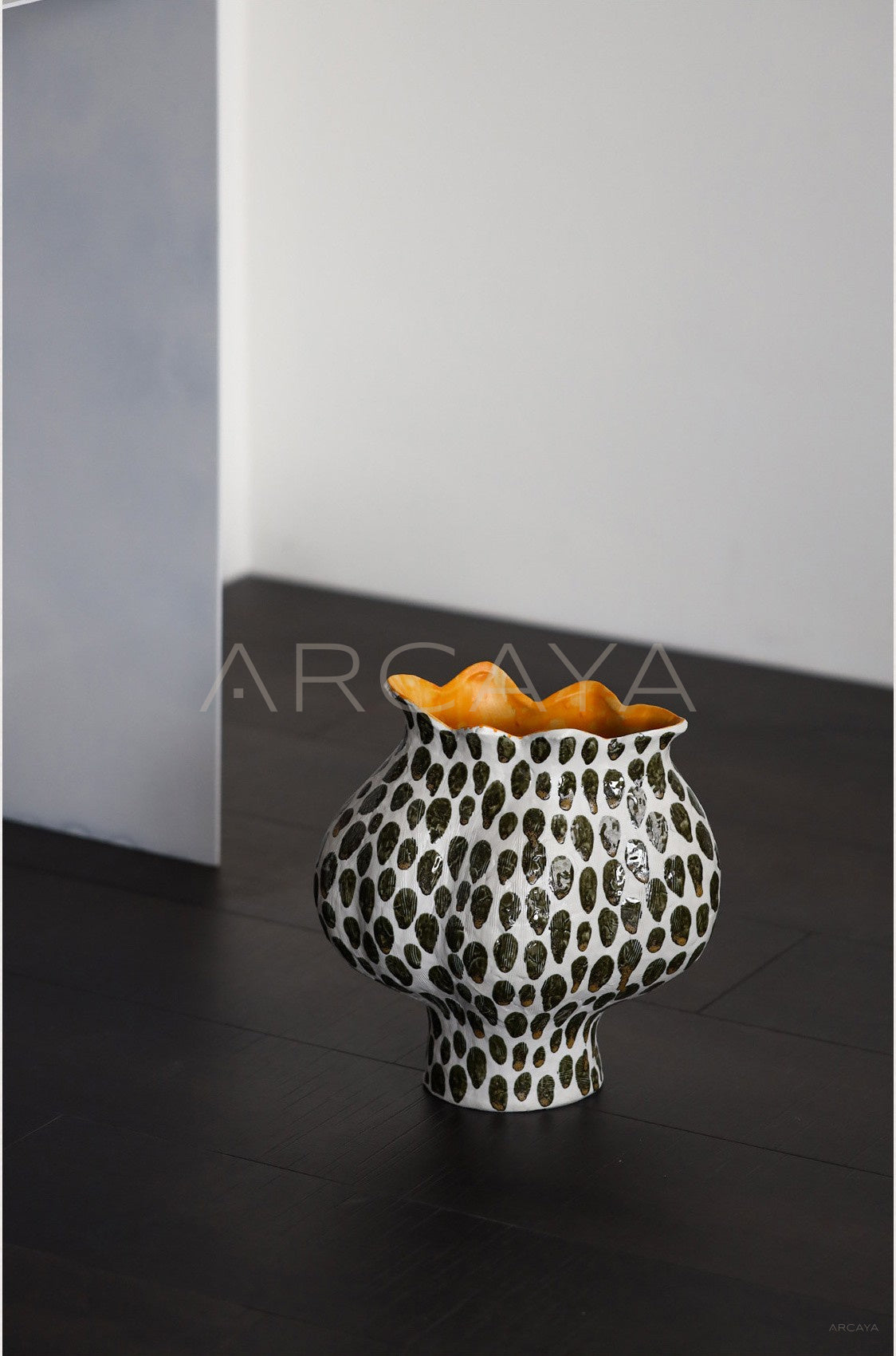 Polka Dot Textured Ceramic Vase - scene