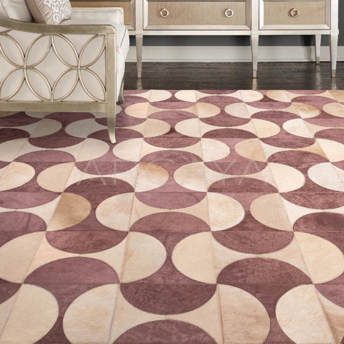 Patchwork Cowhide Rug - scene