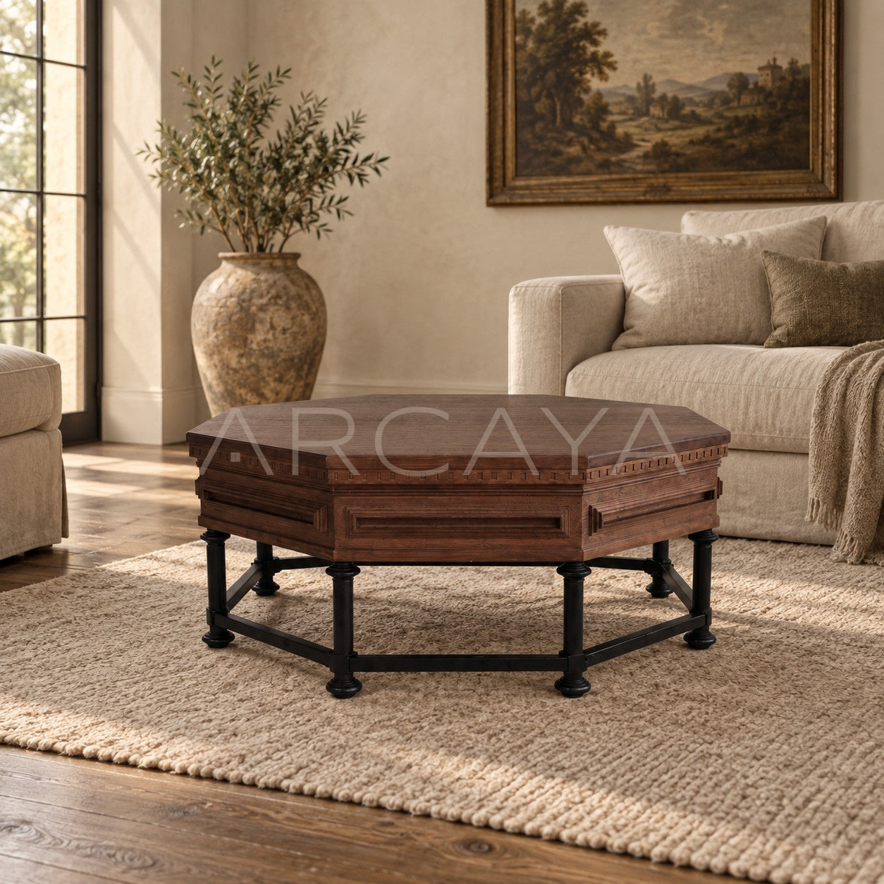 Forge Carved Octagonal Coffee Table