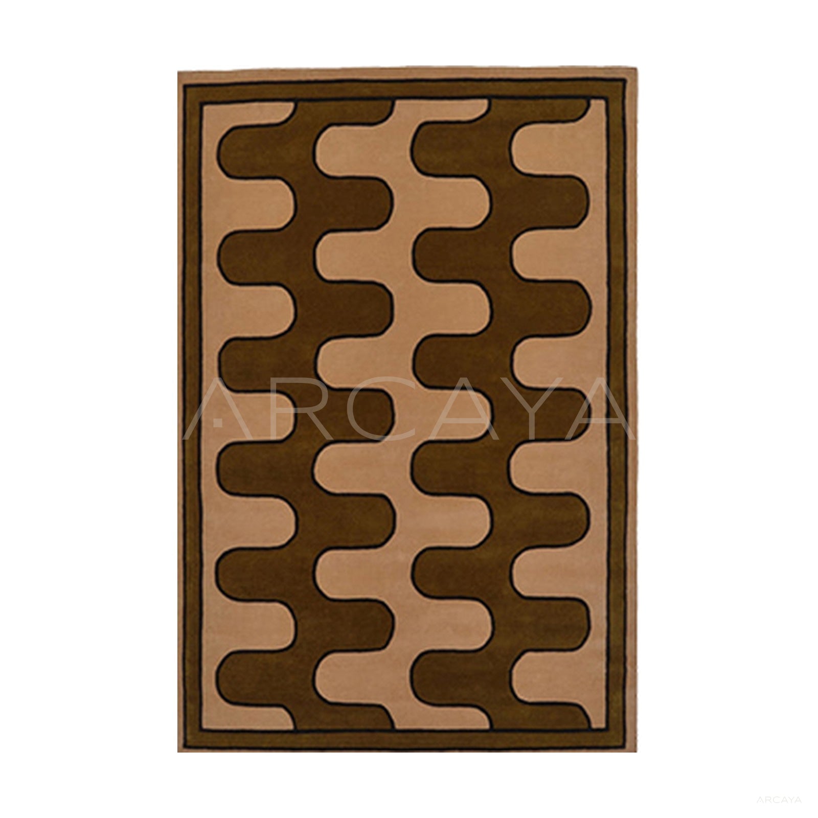 Brown Beige Wave Check Rug Dsm P035 F2