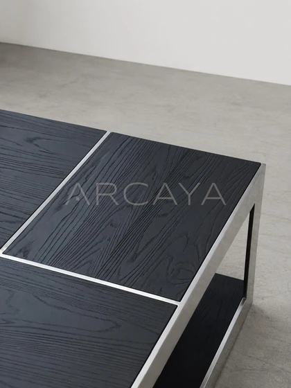 Gauguin Brushed Wood Metal Frame Coffee Table - detail