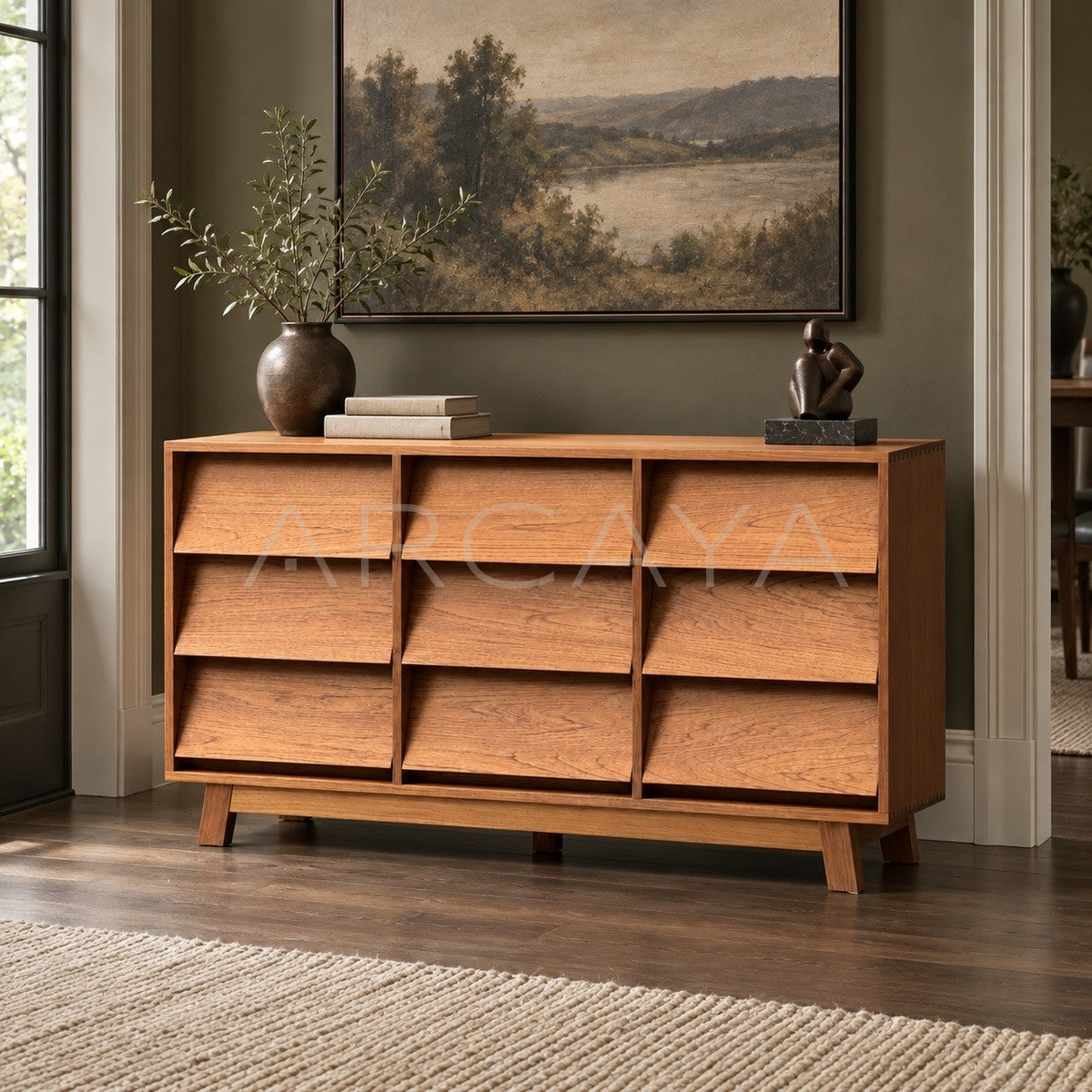 Burmese Teak Nine Drawer Chest
