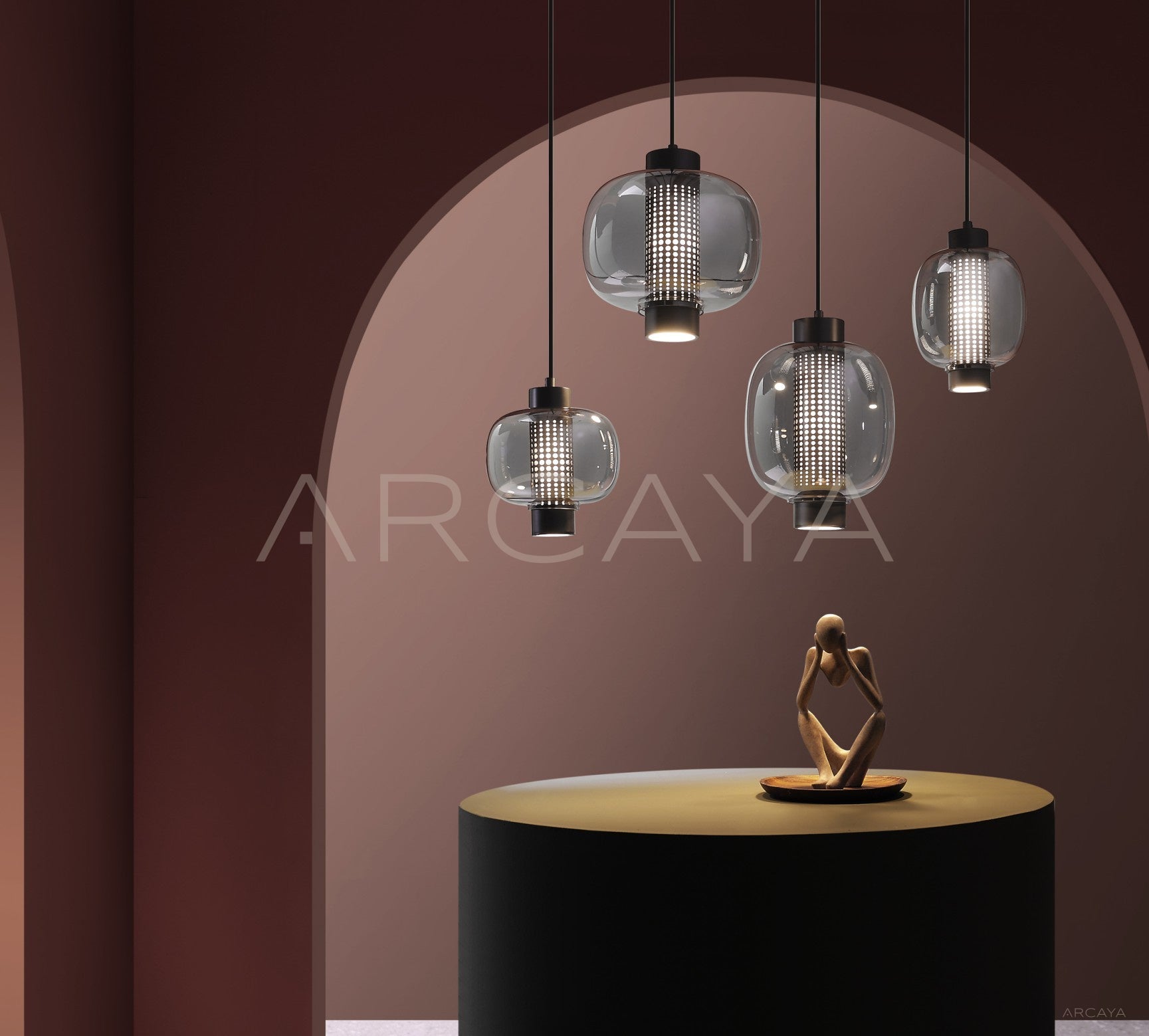 Mesh Glass Column Wide Shade Pendant Light 21910 - scene