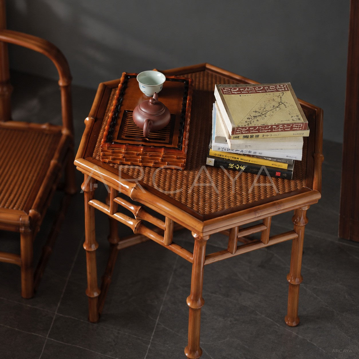 Hexagonal Bamboo Side Table