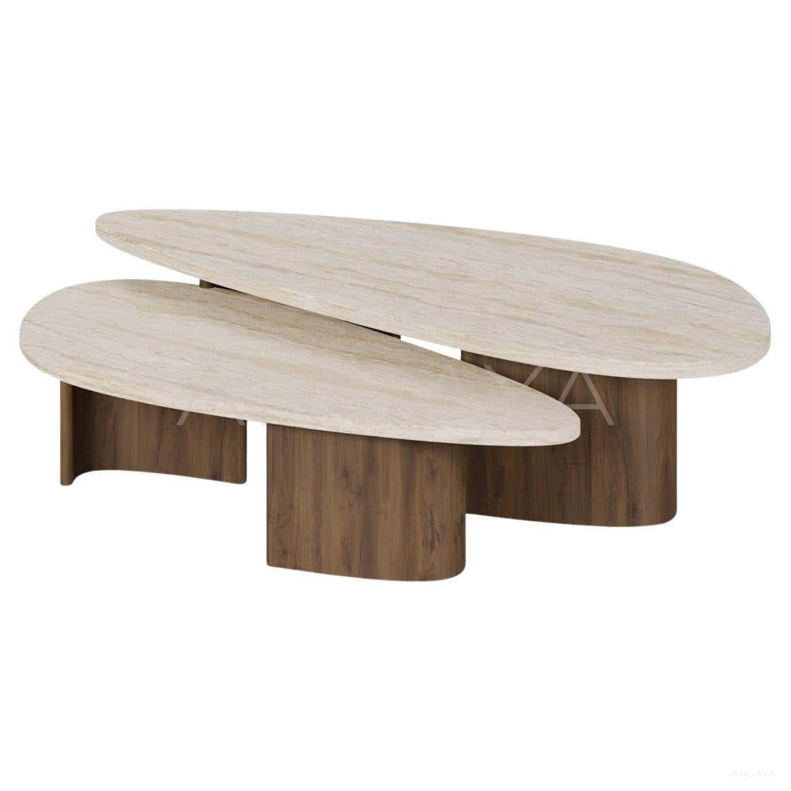Aston Travertine Solid Wood Coffee Table - scene