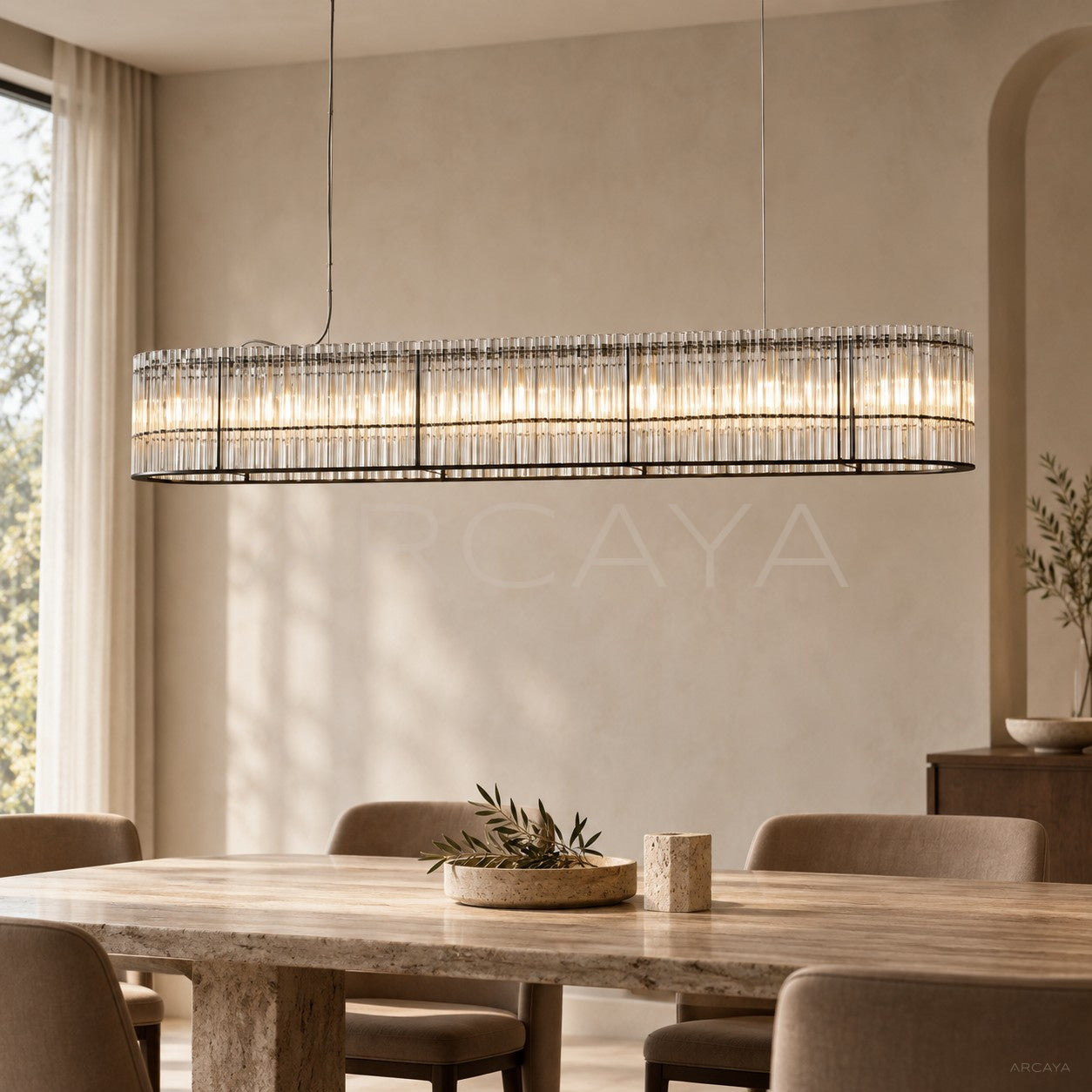 Oval Clear Vertical Tube Linear Pendant Light 80566