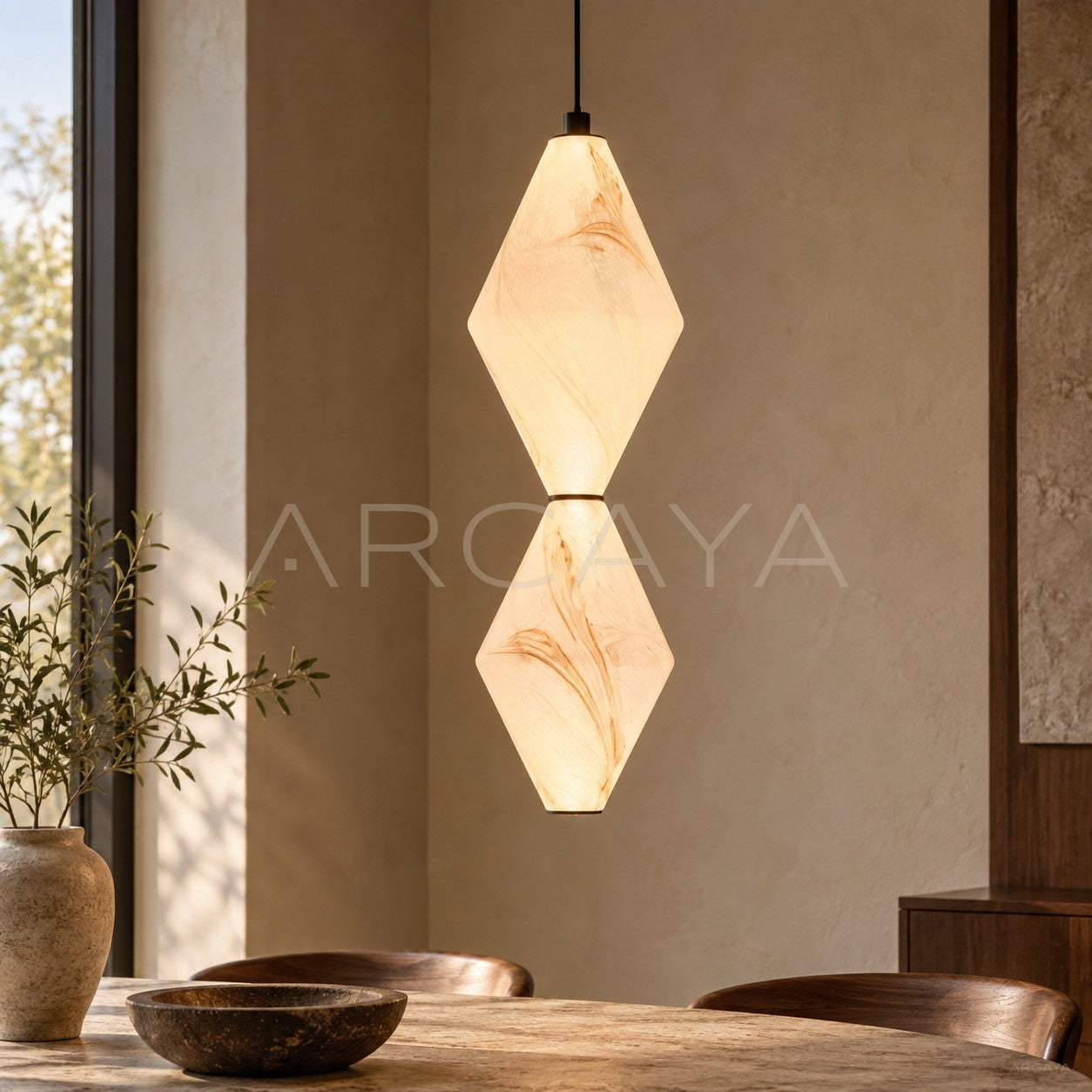 Stone Texture Double Diamond Pendant Light 96367