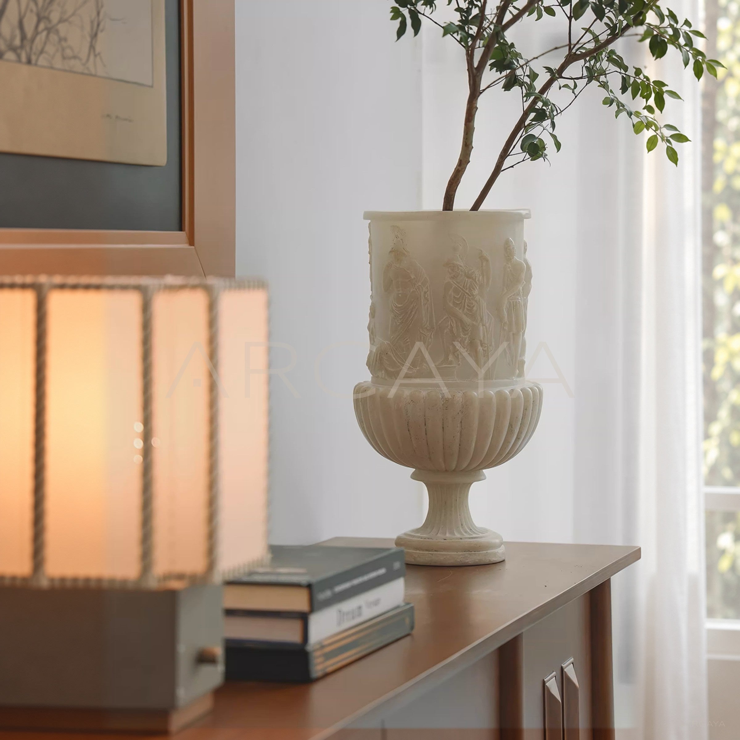 Greek Relief Faux Jade Vase
