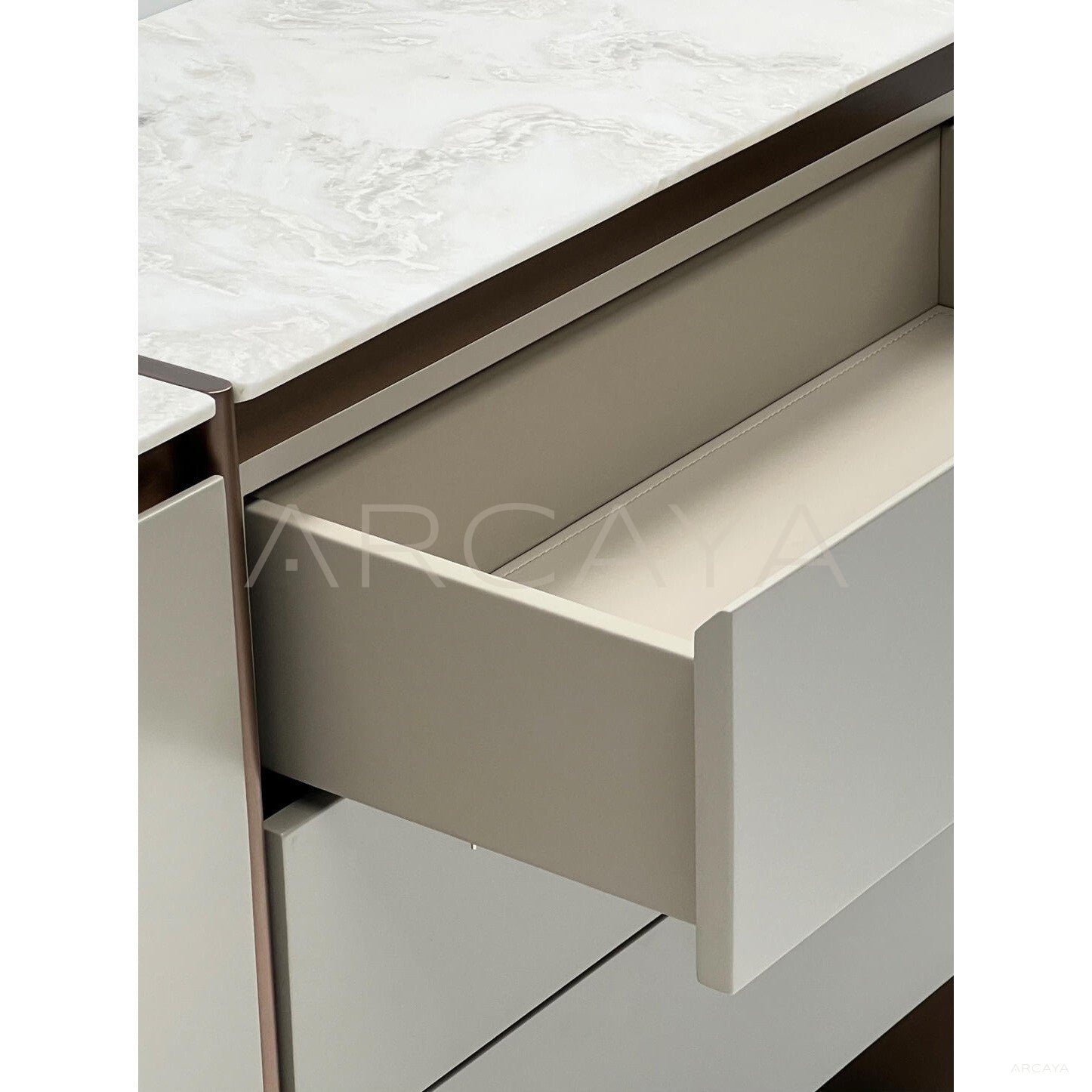 Italian Minimalist Stone Curved Door Sideboard - scene