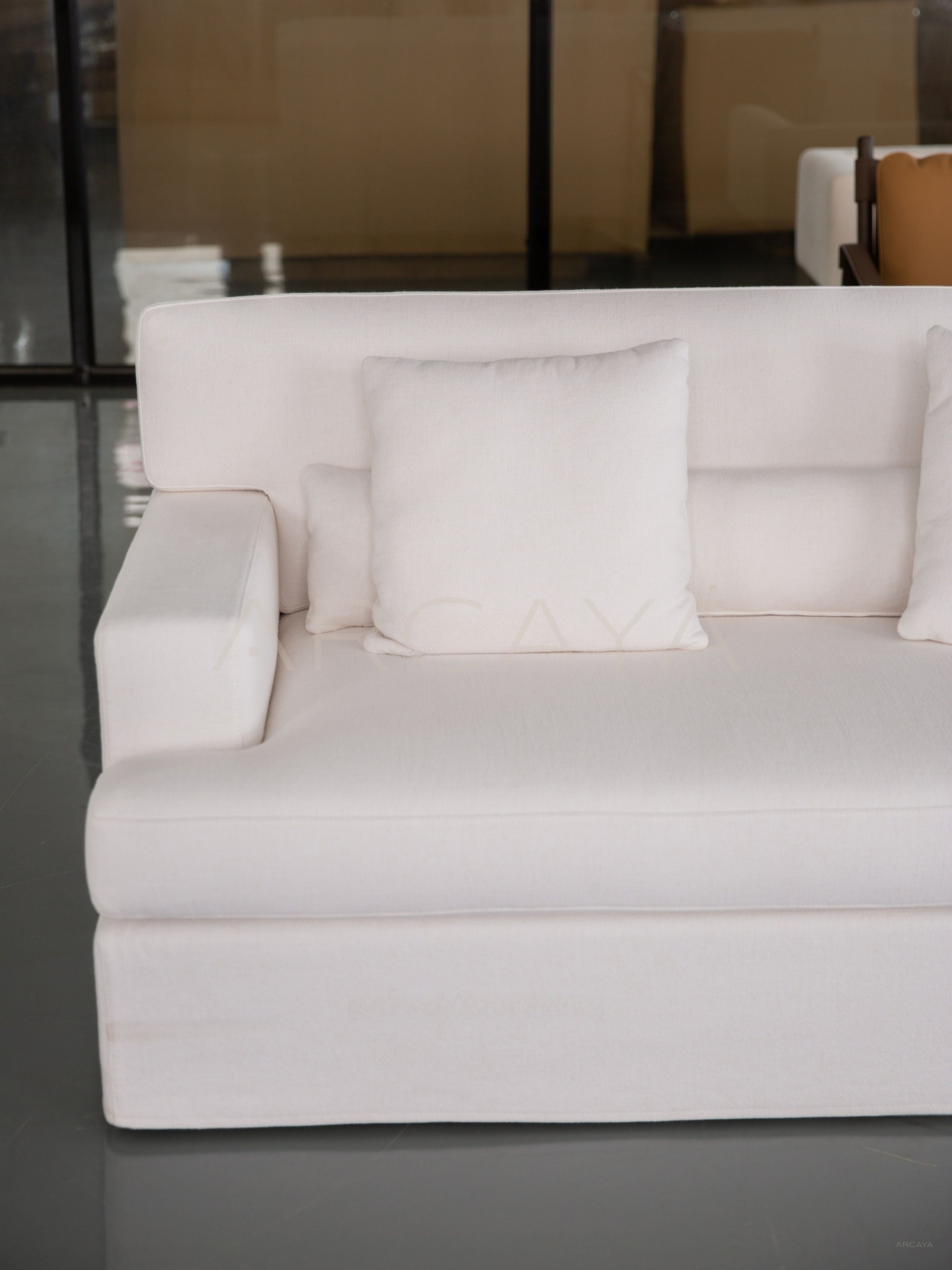 Minimalist Cream White Sofa - scene