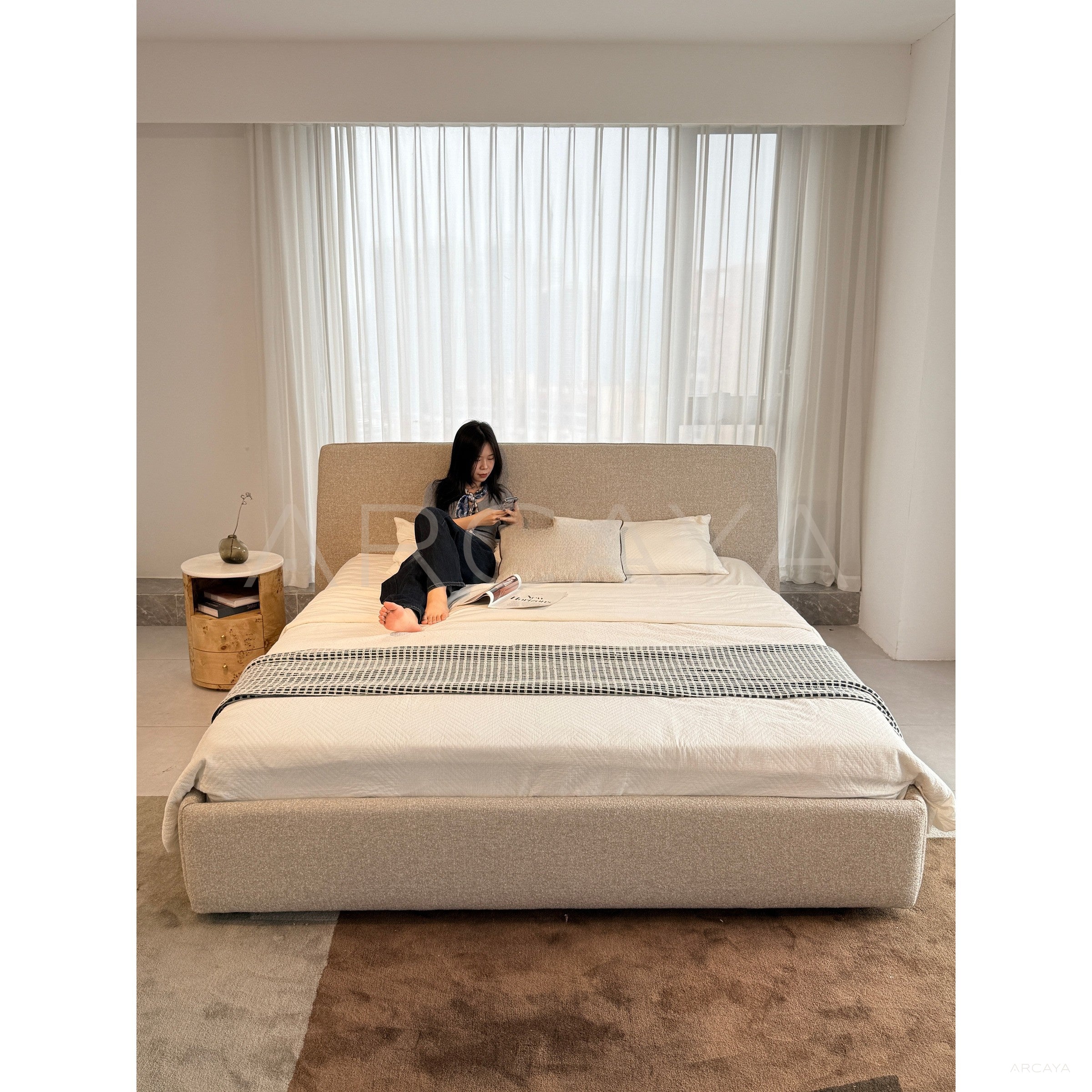 Minimalist Cotton Linen Bed - scene