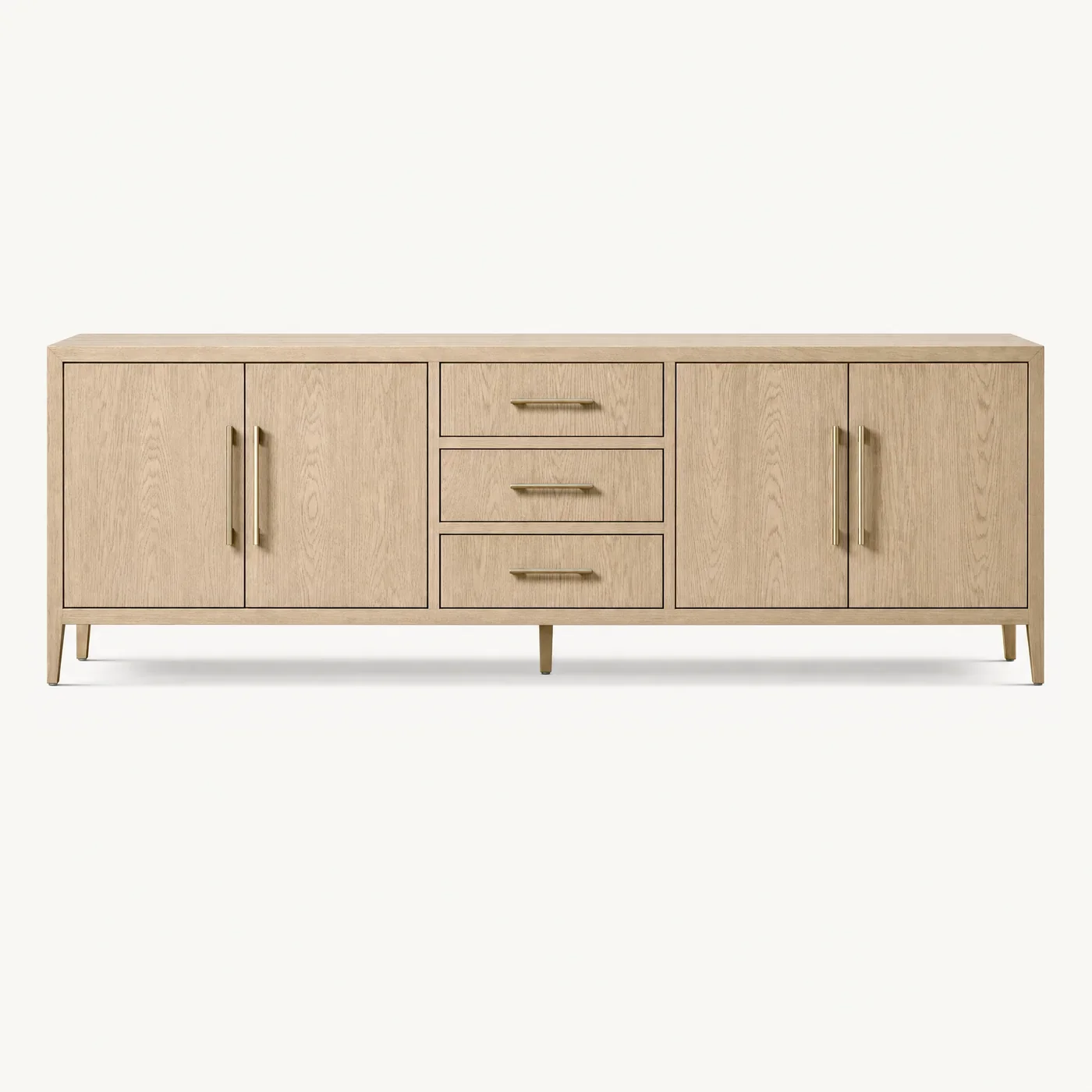 Oak Door and Drawer Credenza