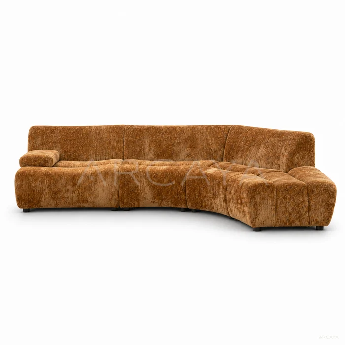 Isla Coast Curved Sofa - product view with realistic grounded contact shadow