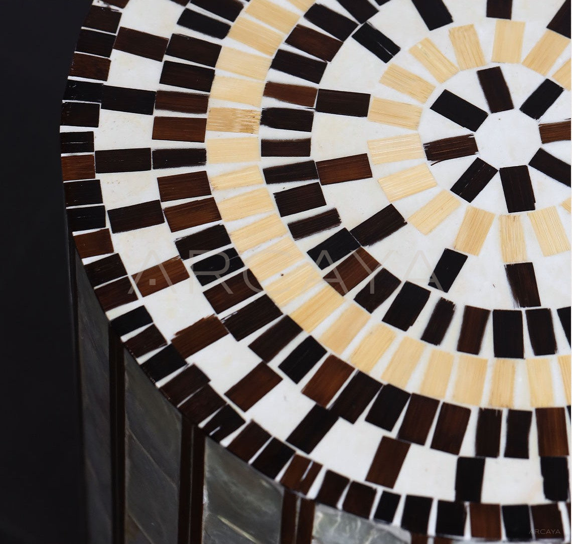 Shell Inlay Mobile Side Table - scene
