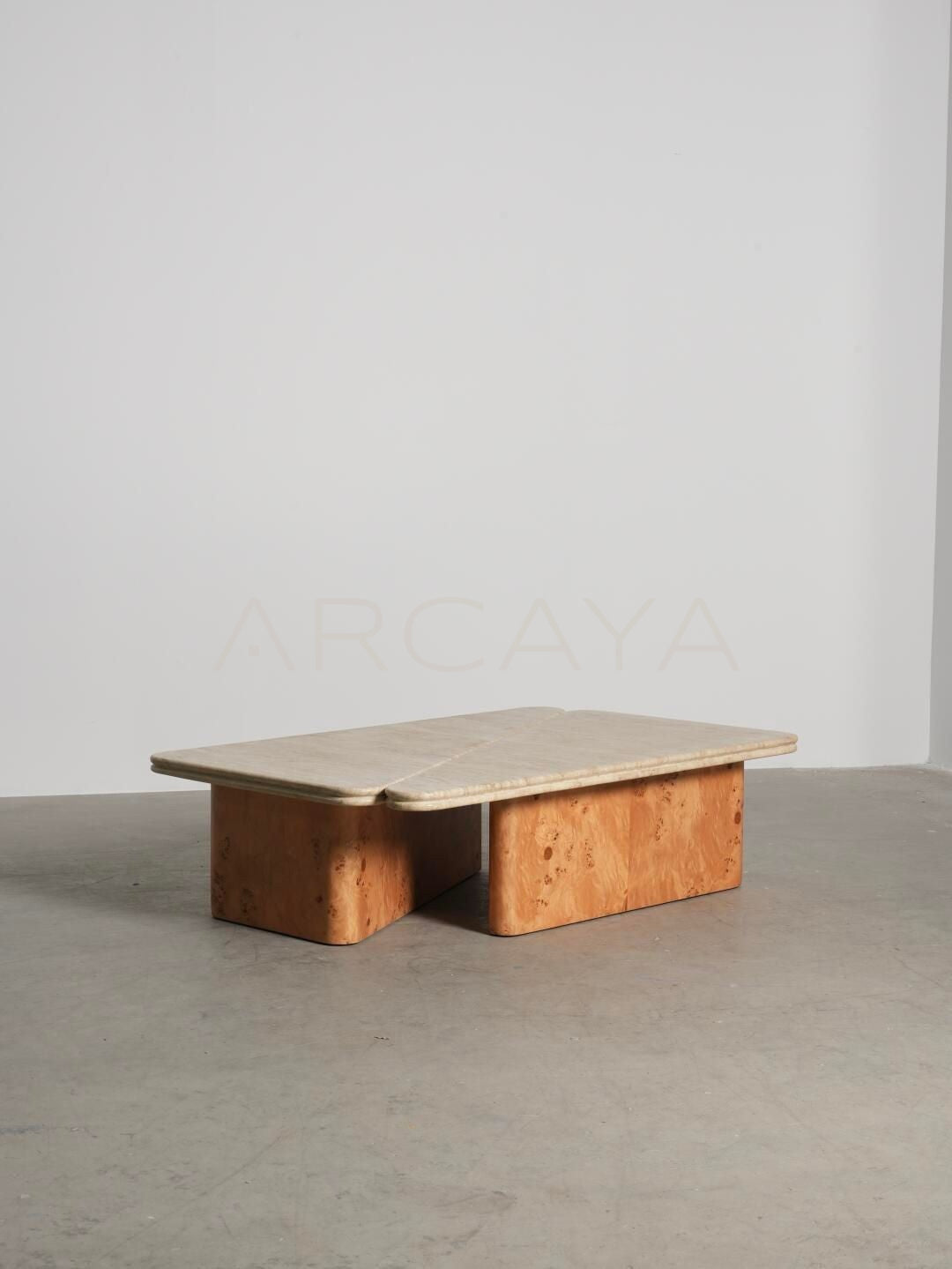 Raw Travertine Burl Coffee Table - scene