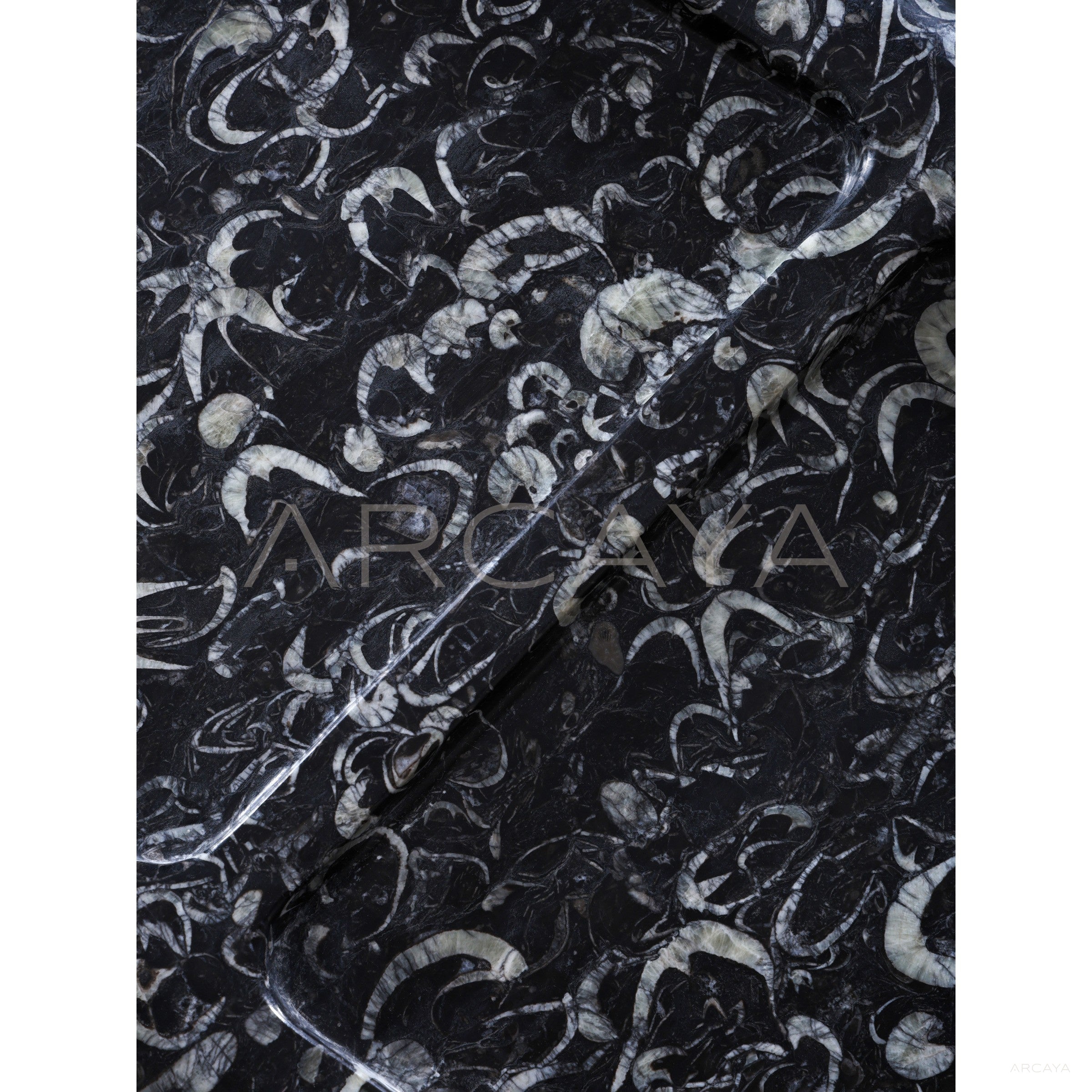 Fossil Pattern Stone Side Table - scene