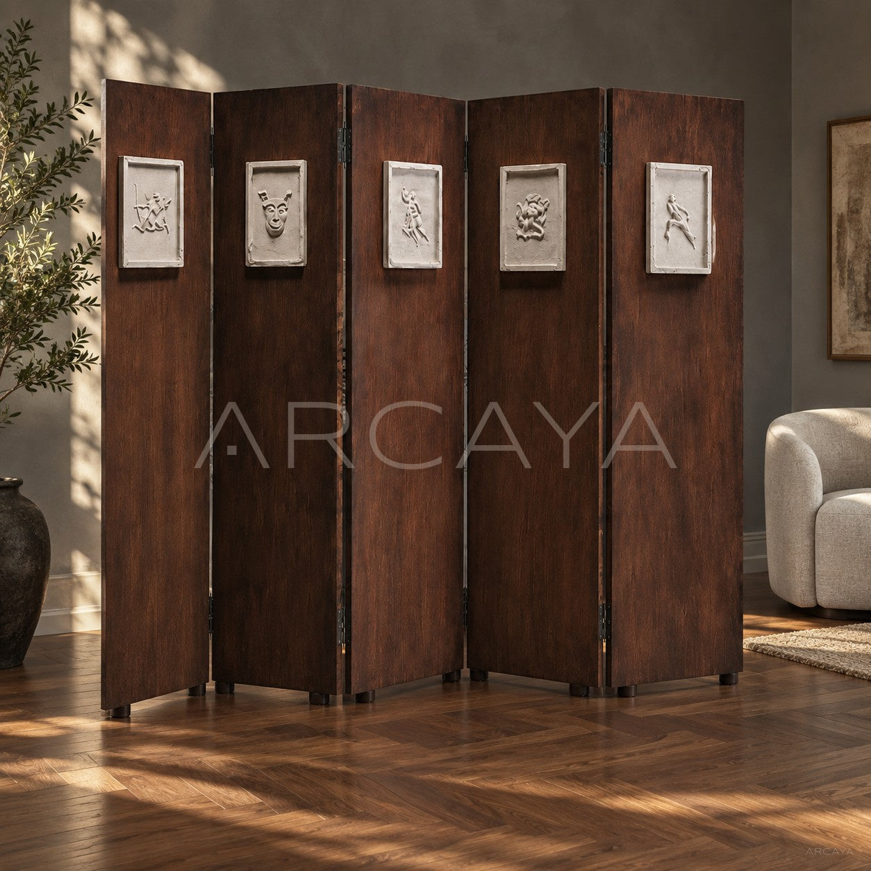 Plaster Relief Decorative Folding Screen - main